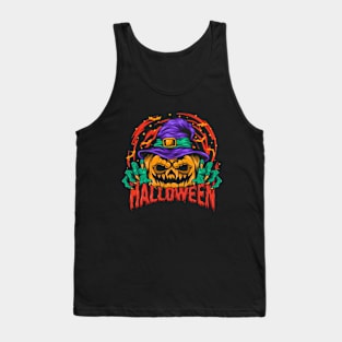 Scary Pumpkin Halloween Head Tank Top